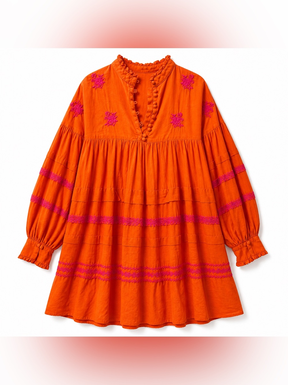 Anthropologie festival boho mini dress embroidered flowy cotton cottagecore Sm